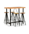 Masă bar cu 4 scaune fără spătar, aspect industrial, din lemn masiv reciclat, dreptunghiulară, 120 x 60 x 107 cm, handmade Masă bar cu 4 scaune fără spătar, aspect industrial, din lemn masiv reciclat, dreptunghiulară, 120 x 60 x 107 cm, handmade