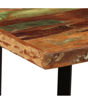 Masă bar cu 4 scaune fără spătar, aspect industrial, din lemn masiv reciclat, dreptunghiulară, 120 x 60 x 107 cm, handmade