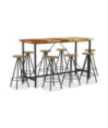 Set mobilier de bar, 9 piese, lemn reciclat, cu aspect industrial - WOODBB585 Set mobilier de bar, 9 piese, lemn reciclat, cu aspect industrial - WOODBB585