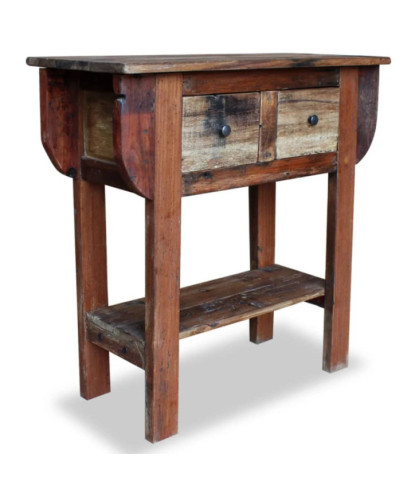 Masă consolă, lemn reciclat de esență tare, 80x35x80 cm, cu aspect rustic - WOODBB586