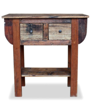 Masă consolă, lemn reciclat de esență tare, 80x35x80 cm, cu aspect rustic - WOODBB586
