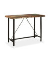 Masă bar cu 6 scaune fără spătar, aspect industrial, din lemn masiv reciclat, dreptunghiulară, 150 x 70 x 107 cm, handmade Masă bar cu 6 scaune fără spătar, aspect industrial, din lemn masiv reciclat, dreptunghiulară, 150 x 70 x 107 cm, handmade