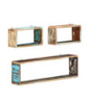 Set rafturi de perete cub, 3 piese, lemn reciclat - WOODBB592