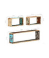 Set rafturi de perete cub, 3 piese, lemn reciclat - WOODBB592