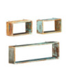 Set rafturi de perete cub, 3 piese, lemn reciclat - WOODBB592