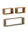 Set rafturi de perete cub, 3 piese, lemn reciclat - WOODBB592