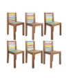 Scaune bucătărie multicolor vintage, din lemn masiv reciclat, cu spătar, 6 buc. Scaune bucătărie multicolor vintage, din lemn masiv reciclat, cu spătar, 6 buc.