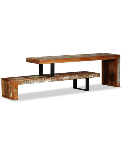 Comodă TV cu picioare, aspect vintage, din lemn masiv reciclat, 115 x 30 x 40 cm, handmade