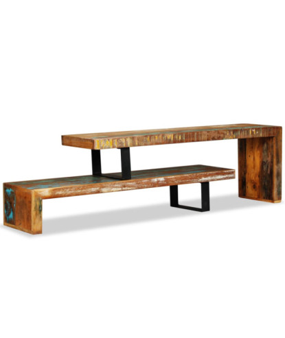 Comodă TV cu picioare, aspect vintage, din lemn masiv reciclat, 115 x 30 x 40 cm, handmade