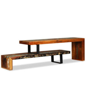 Comodă TV cu picioare, aspect vintage, din lemn masiv reciclat, 115 x 30 x 40 cm, handmade