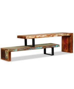 Comodă TV cu picioare, aspect vintage, din lemn masiv reciclat, 115 x 30 x 40 cm, handmade