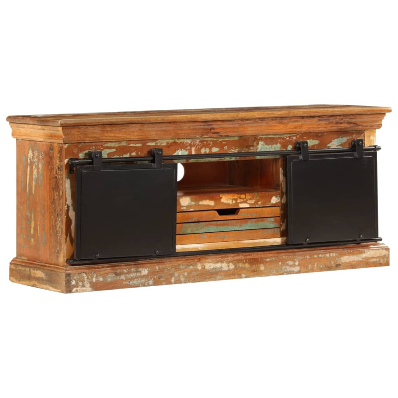 Comodă TV, 110 x 30 x 45 cm, lemn reciclat, cu aspect antichizat - WOODBB597