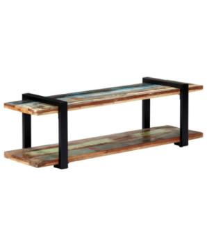 Comodă TV, 130 x 40 x 40 cm, lemn reciclat, cu aspect industrial - WOODBB600