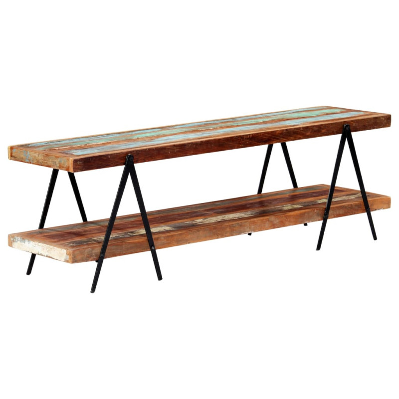 Comodă TV cu picioare, aspect vintage, din lemn masiv reciclat, 160 x 40 x 50 cm, handmade