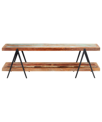 Comodă TV cu picioare, aspect vintage, din lemn masiv reciclat, 160 x 40 x 50 cm, handmade
