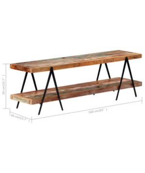 Comodă TV cu picioare, aspect vintage, din lemn masiv reciclat, 160 x 40 x 50 cm, handmade