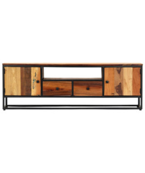 Comodă TV, 120 x 30 x 40 cm, lemn reciclat și oțel - WOODBB604