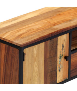 Comodă TV, 120 x 30 x 40 cm, lemn reciclat și oțel - WOODBB604