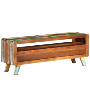 Comodă TV cu picioare, multicolor, din lemn masiv reciclat, 110x30x40 cm, handmade