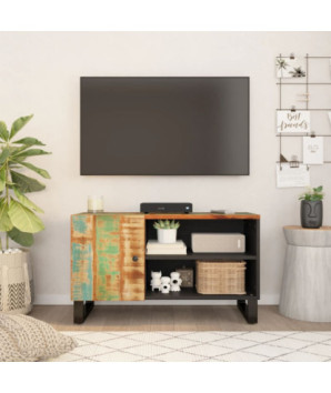 Dulap TV, 80x33x46 cm, lemn reciclat&lemn prelucrat - WOODBB614