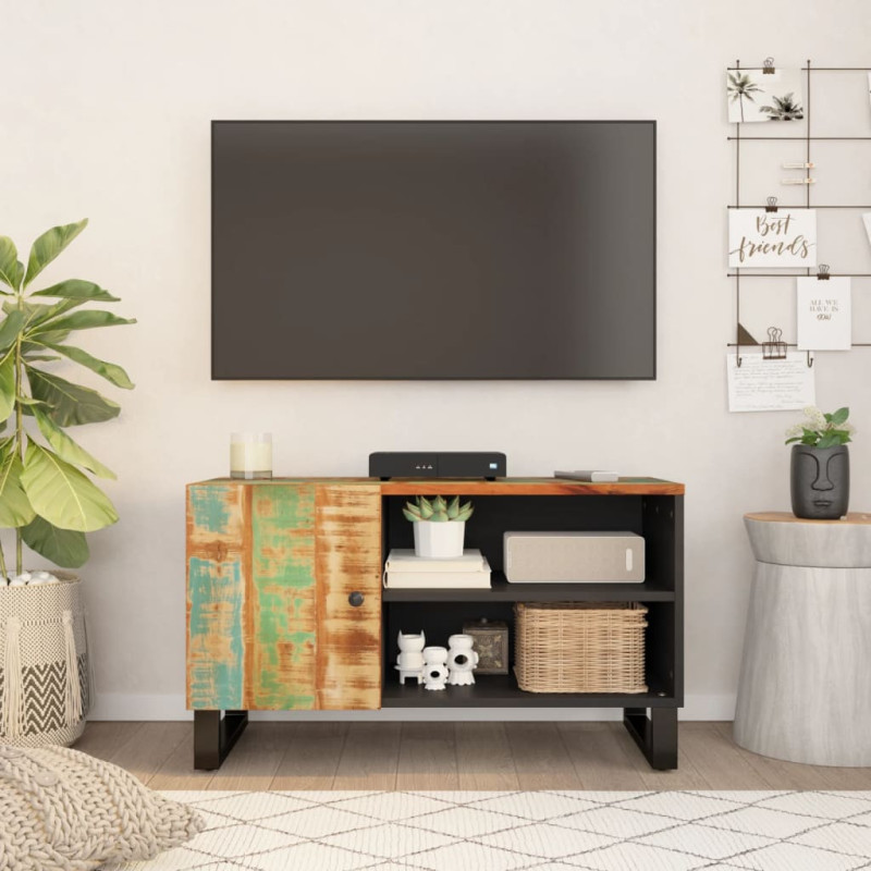 Dulap TV, 80x33x46 cm, lemn reciclat&lemn prelucrat - WOODBB614