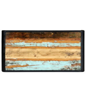 Masă de bucătărie pentru 4 persoane, aspect vintage, din lemn masiv reciclat, dreptunghiulară, 118 x 60 x 76 cm