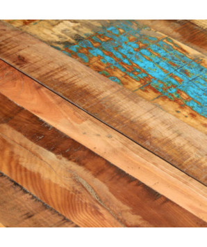 Masă de bucătărie pentru 4 persoane, aspect vintage, din lemn masiv reciclat, dreptunghiulară, 118 x 60 x 76 cm
