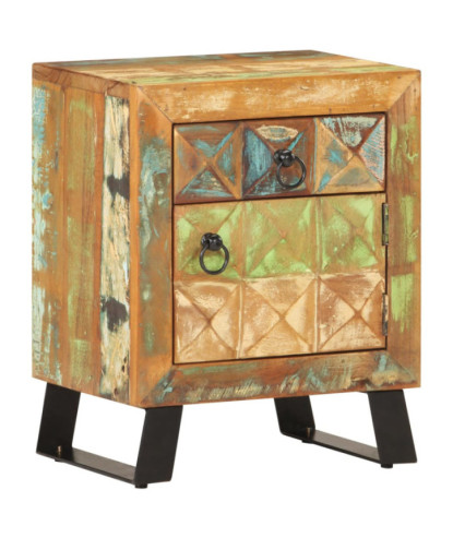 Noptieră, 40 x 30 x 50 cm, lemn reciclat, cu aspect vintage - WOODBB623