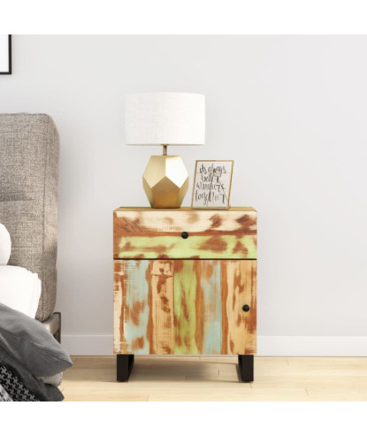 Noptieră, 50x33x60 cm, lemn reciclat și lemn prelucrat, cu aspect industrial - WOODBB626