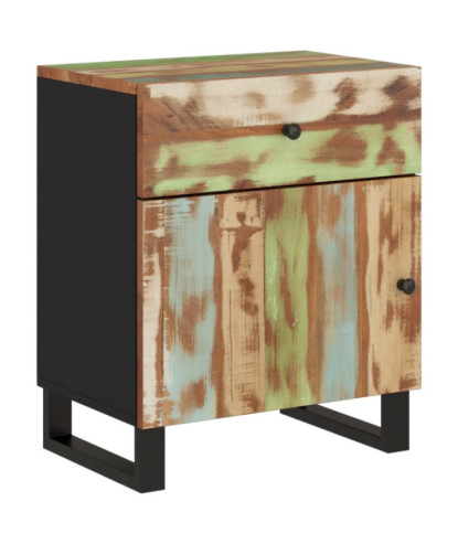 Noptieră, 50x33x60 cm, lemn reciclat și lemn prelucrat, cu aspect industrial - WOODBB626