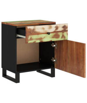 Noptieră, 50x33x60 cm, lemn reciclat și lemn prelucrat, cu aspect industrial - WOODBB626