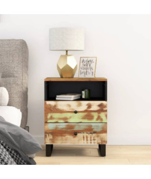 Noptieră, 50x33x62 cm, lemn reciclat și lemn prelucrat, cu aspect industrial - WOODBB627