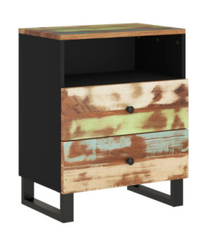 Noptieră, 50x33x62 cm, lemn reciclat și lemn prelucrat, cu aspect industrial - WOODBB627