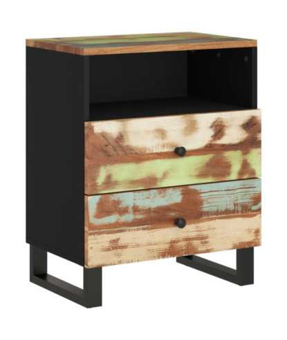 Noptieră, 50x33x62 cm, lemn reciclat și lemn prelucrat, cu aspect industrial - WOODBB627