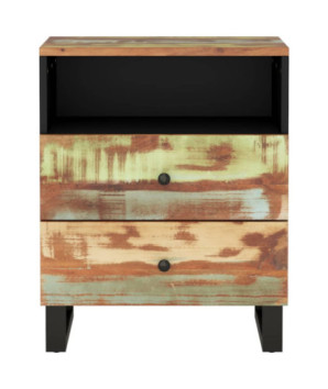 Noptieră, 50x33x62 cm, lemn reciclat și lemn prelucrat, cu aspect industrial - WOODBB627