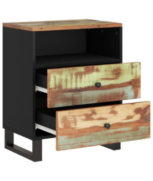 Noptieră, 50x33x62 cm, lemn reciclat și lemn prelucrat, cu aspect industrial - WOODBB627