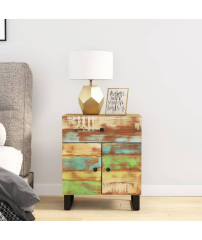 Noptieră, 50x33x60 cm, lemn reciclat și lemn prelucrat, cu aspect industrial - WOODBB628