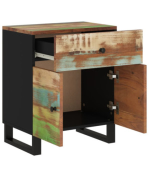 Noptieră, 50x33x60 cm, lemn reciclat și lemn prelucrat, cu aspect industrial - WOODBB628