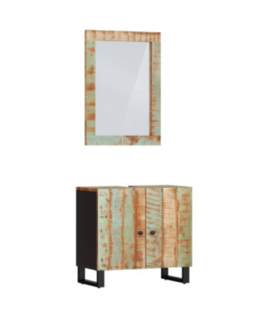 Set mobilier de baie, 2 piese, lemn reciclat - WOODBB630