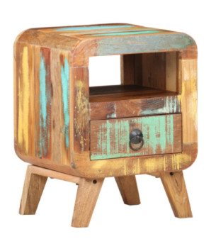 Noptieră, 30x30x41 cm, lemn reciclat, cu aspect industrial - WOODBB644