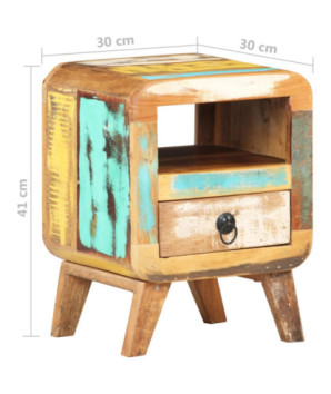 Noptieră, 30x30x41 cm, lemn reciclat, cu aspect industrial - WOODBB644