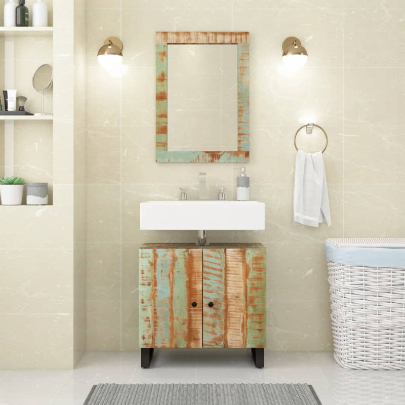 Oglindă, 70x50 cm, lemn reciclat și sticlă, cu aspect rustic - WOODBB660 Oglindă, 70x50 cm, lemn reciclat și sticlă, cu aspect rustic - WOODBB660