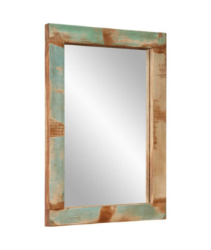 Oglindă, 70x50 cm, lemn reciclat și sticlă, cu aspect rustic - WOODBB660