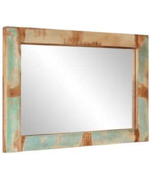 Oglindă, 70x50 cm, lemn reciclat și sticlă, cu aspect rustic - WOODBB660