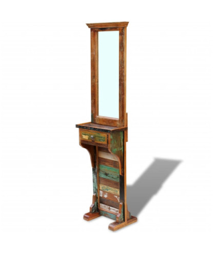 Oglindă pentru hol, 47 x 23 x 180 cm, lemn reciclat solid, cu aspect retro - WOODBB664