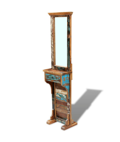Oglindă pentru hol, 47 x 23 x 180 cm, lemn reciclat solid, cu aspect retro - WOODBB664