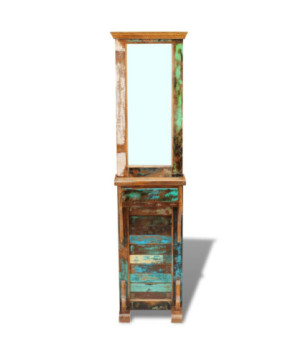 Oglindă pentru hol, 47 x 23 x 180 cm, lemn reciclat solid, cu aspect retro - WOODBB664