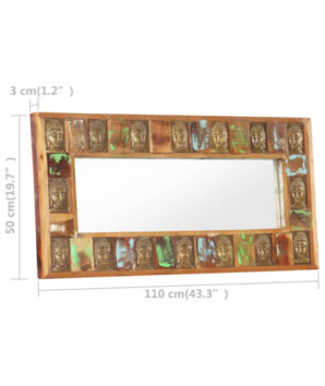 Oglindă cu placare Buddha, 110x50 cm, lemn reciclat - WOODBB668