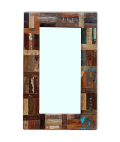 Oglindă, 80x50 cm, lemn reciclat, cu aspect retro - WOODBB671