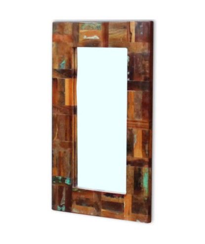 Oglindă, 80x50 cm, lemn reciclat, cu aspect retro - WOODBB671